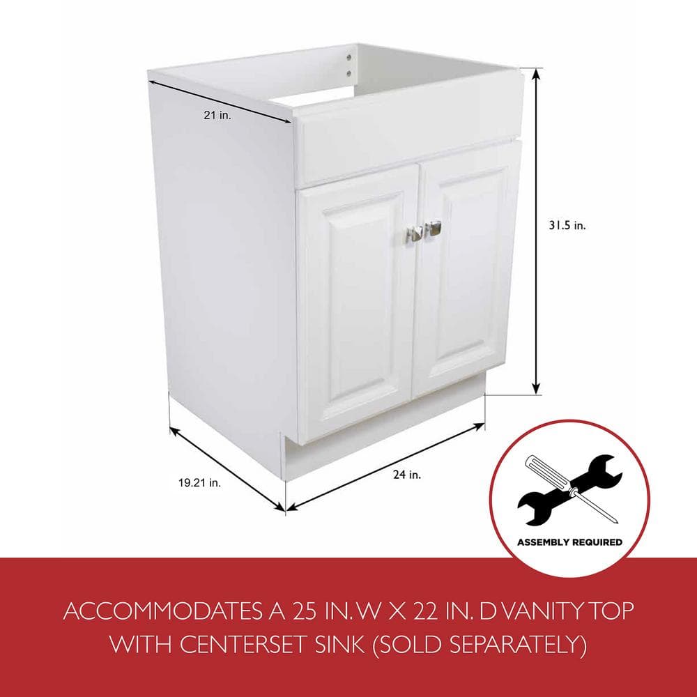 Wyndham 24" White MDF Freestanding Bathroom Vanity Cabinet