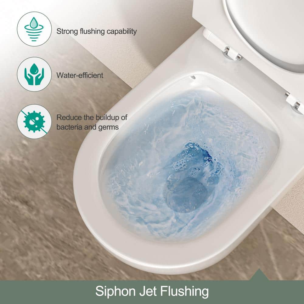 Glossy White Ceramic Elongated Wall-Hung Toilet Bowl