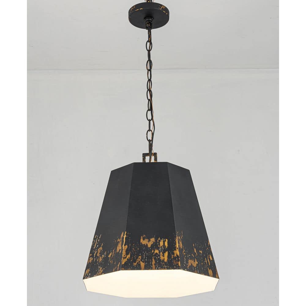 15 in. 1-Light Industrial Vintage Black Pendant Light with Metal Octagonal Tapered Shade for Dining Room, Bar, Entryway price history on PriceWatchPro