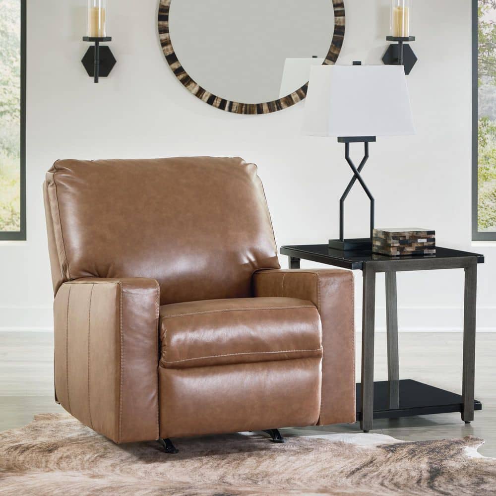 Signature DESIGN BY ASHLEY Bolsena Brown Leather Match Rocker