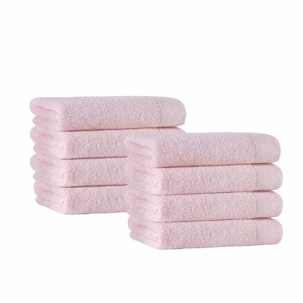 Unbranded Signature 8-Piece Pink Turkish Cotton Hand Towels