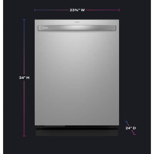 GE - Profile 24 in. Built-In Top Control Dishwasher in Fingerprint Resistant Stainless w/ Stainless Tub, UltraFresh, 39 dBA