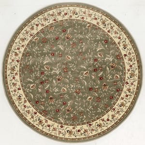 Como Sage 5 ft. Round Traditional Floral Area Rug