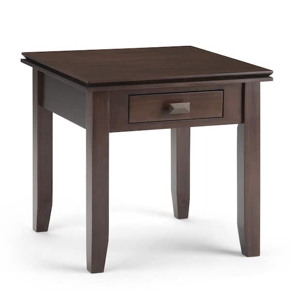 Simpli Home Artisan Solid Wood 21 in. Wide Square Transitional End Side Table in Tobacco Brown