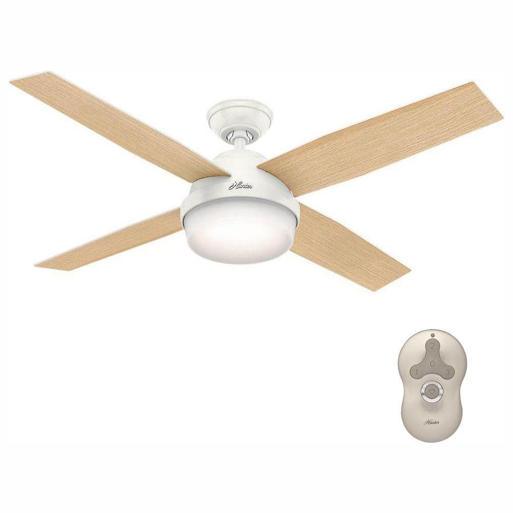 Hunter Dempsey 52 In Led Indoor Fresh White Ceiling Fan With Light Kit And Universal Remote 59217 The Home Depot