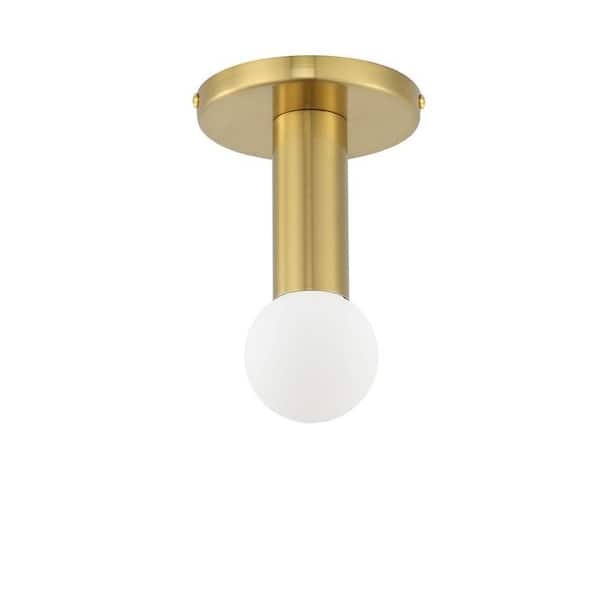 Adams 4.75 in. 1-Light Aged Brass Flush Mount