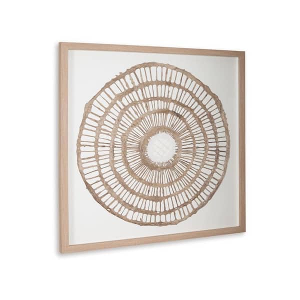 38 in. W x 38 in. H Brown White Wall Decor Craft Paper Circle Framed Art