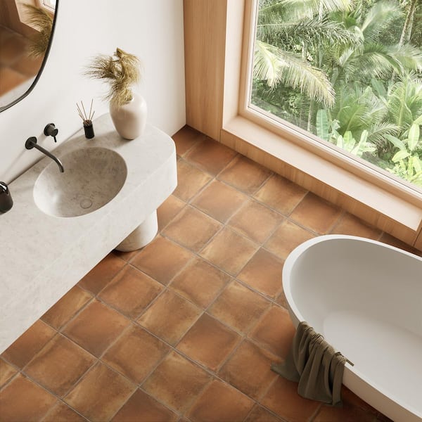 Merola Tile Rustic Cotto 13 in. x 13 in. Porcelain Floor and Merola Tile Rustic Cotto 13 in. x 13 in. Porcelain Floor and