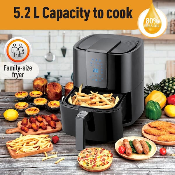 Emerald 5.2L Air Fryer 1800 Watts with Digital LED Touch Display, Removable  Basket, 7 Preset Programs, Black in the Air Fryers department at