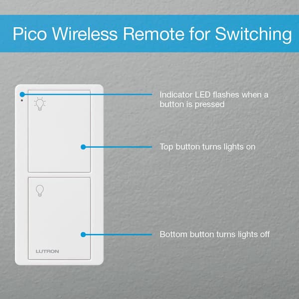 Lutron Pico Smart Remote (2-Button On/Off) for Caseta Smart Switch, White (PJ2-2B-GWH-L01)