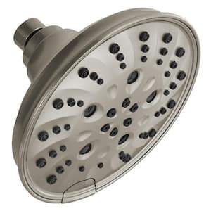 Pivotal 5-Spray Patterns 1.75 GPM 6 in. Wall Mount Fixed Shower Head with H2Okinetic in Lumicoat Stainless