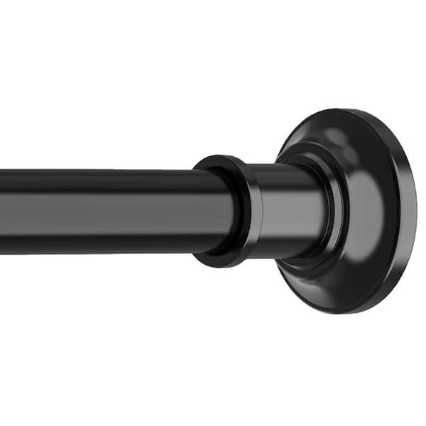 Black Stainless Steel 30 in. - 120 in. Adjustable Spring Tension Long Shower Curtain Rods for Bathroom Windows Outdoor