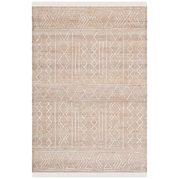 SAFAVIEH Natural Fiber Beige/Ivory 5 ft. x 8 ft. Geometric Woven Area Rug