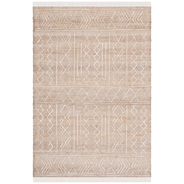 SAFAVIEH Natural Fiber Beige/Ivory 8 ft. x 10 ft. Geometric Woven Area Rug