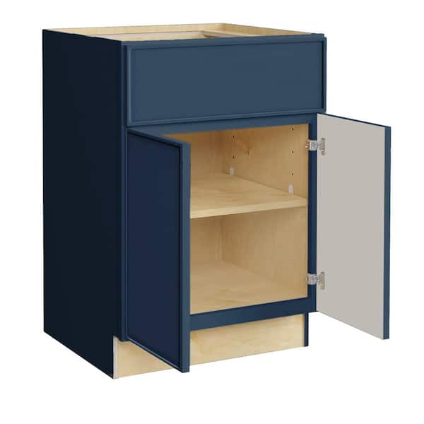 Home Decorators Collection Franklin 24 in. W x 24 in. D x 34.5 in. H Assembled Plywood Base Kitchen Cabinet in Vessel Blue with Soft Close