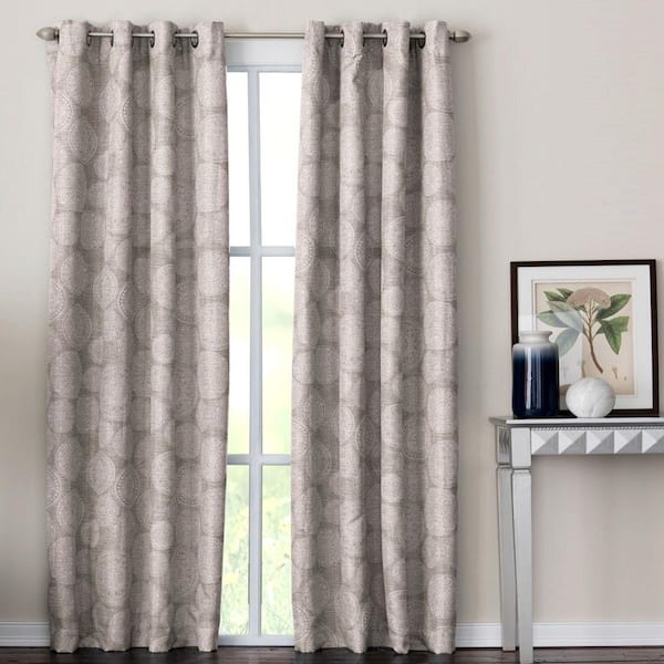 Natco Mandera 50 in. W x 95 in. L Polyester Room Darkening Window Panel in Taupe