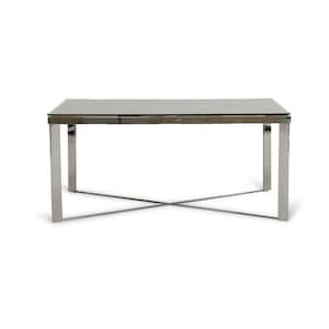 Brown Metal 80 in. Trestle Dining Table Seats 6)