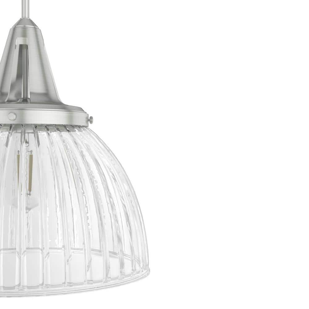 Cypress Grove Large Brushed Nickel Clear Glass Dome Pendant Light