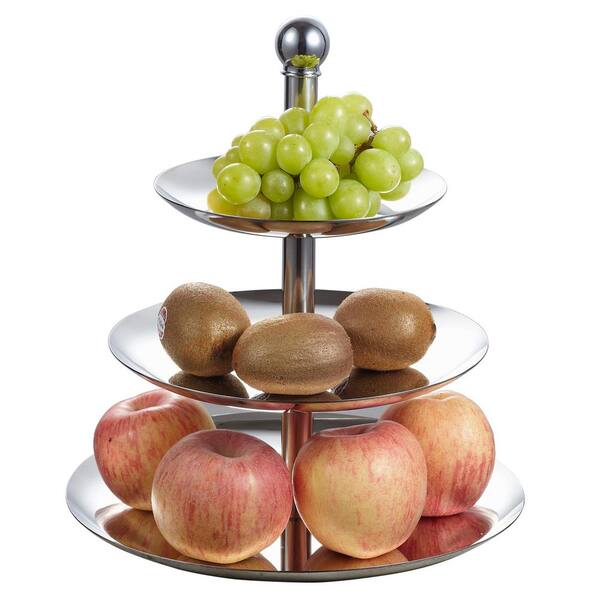 Visol 10.5 in. x 10.5 in. x 13 in. 3 Tiers Stainless Steel Cupcake and Fruit Stand