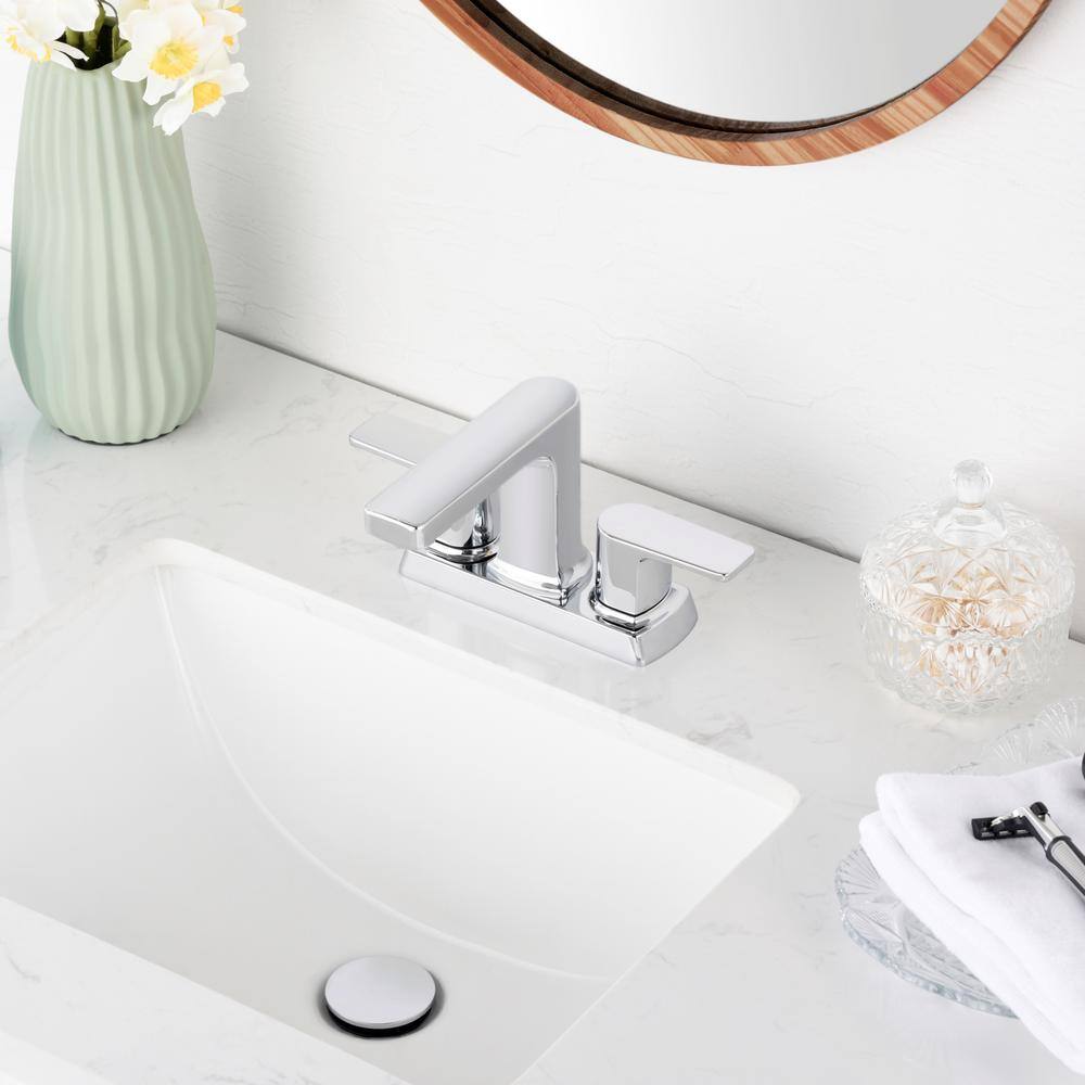 Chrome Polished 2-Handle Centerset Bathroom Faucet with Drain Assembly