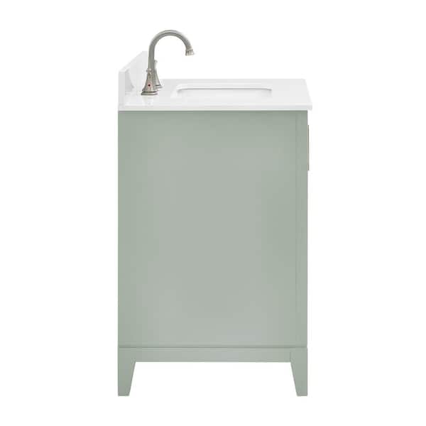 Caldera 30 in. Single Sink Freestanding Light Grey Bath Vanity with Pure White Engineer Stone Top