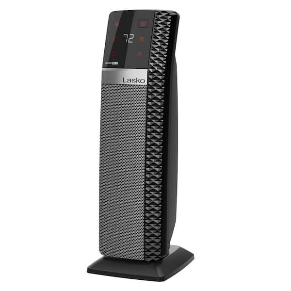 Elite 1500W 22 in. Black Indoor Electric Tower Forced Air Ceramic Space Heater with Tip-Over Switch, 3-Speeds and Remote