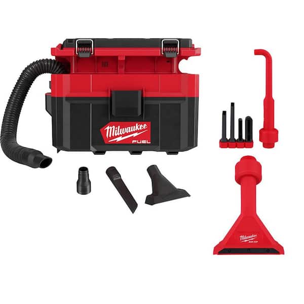 Milwaukee M18 FUEL PACKOUT Cordless 2.5 Gal Wet/Dry Vac w/AIR-TIP 1-1/4 in. - 2-1/2 in. Right Angle and Magnetic Nozzle (6-Piece)