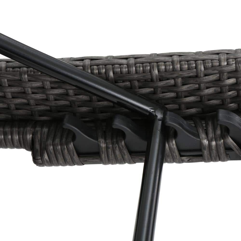 Gray Wicker Outdoor Adjustable Arm Chaise Lounges, Set of 2