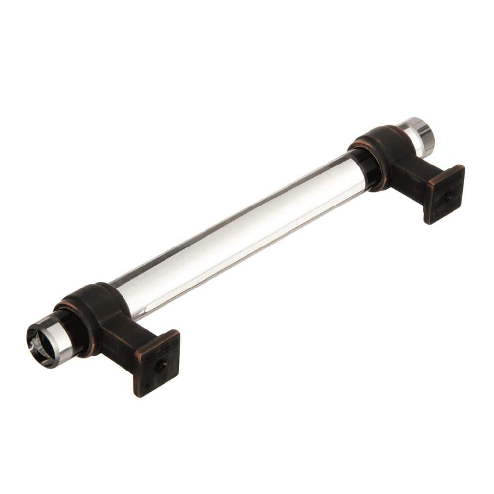 Clear and Oil-Rubbed Bronze 5-1/16" Cabinet Pull with Mounting Hardware