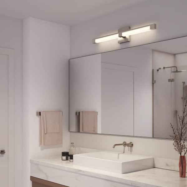 Tivoli 27 in. 1-Light Brushed Nickel 5CCT Integrated LED Wall Vanity Light
