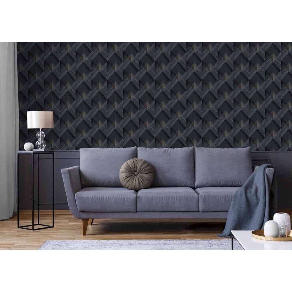 Raoul Navy and Gold Geometric Art Deco Wallpaper