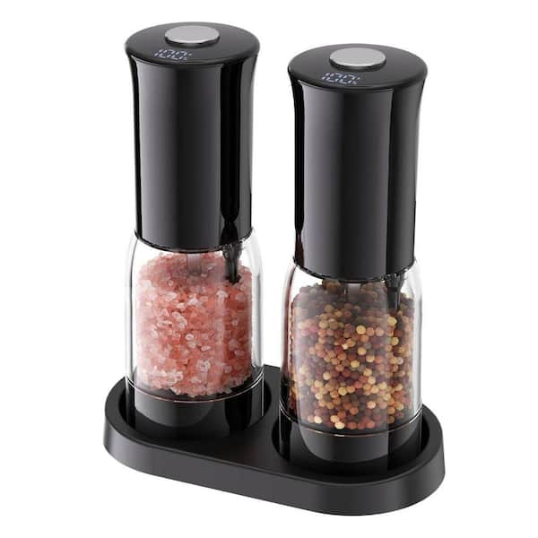 Rechargeable Electric Salt and Pepper Grinder Set w/ LED Display, Adjustable Coarseness, One-Hand Operation for Kitchen