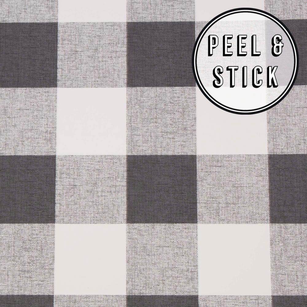 Charcoal Black Check Peel and Stick Removable Wallpaper
