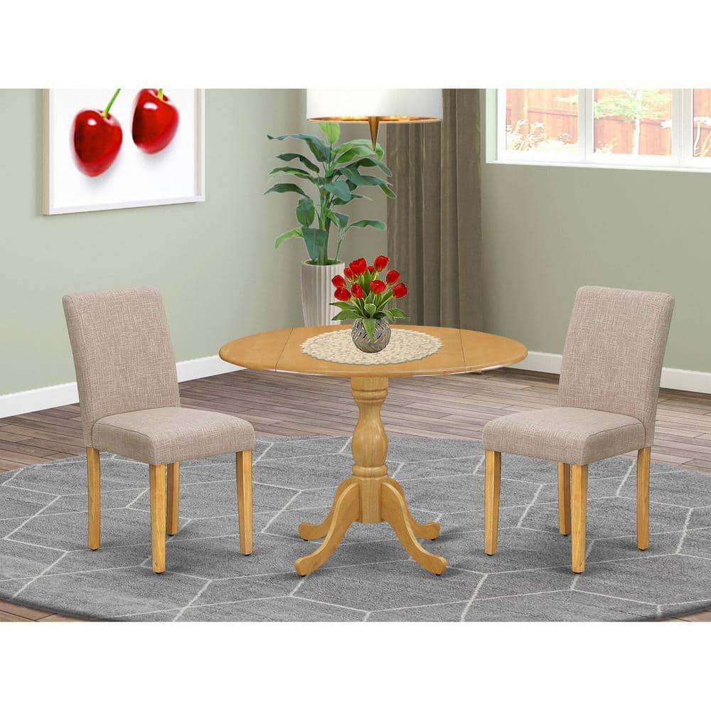 3-Piece Natural Oak Finish Solid Wood Top - Dining Room Set with High Back (Seats-4) price history on PriceWatchPro