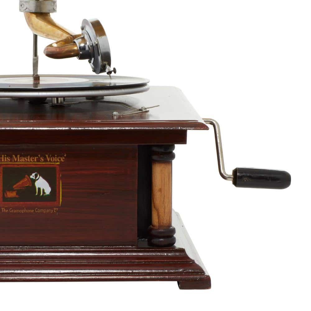 Vintage Elegance Copper Finish Wood & Metal Gramophone Sculpture