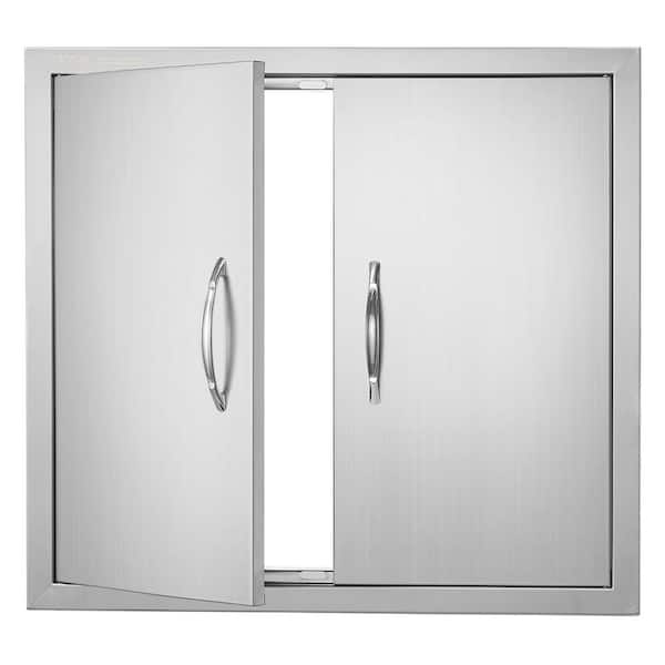 Double Outdoor Kitchen Door 26 in. W x 24 in. H BBQ Access Door Stainless Steel Flush Mount Door Wall Vertical Door