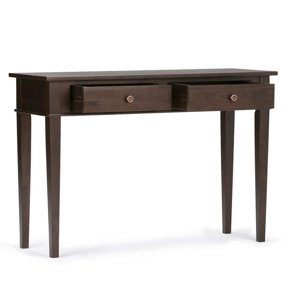 Carlton Dark Tobacco Solid Pine Console Table with Storage