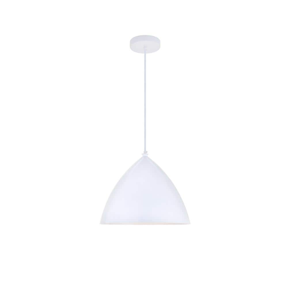 Timeless Home Kameron 1-Light Pendant in White with 13.4 in. W x 10.4 in. H