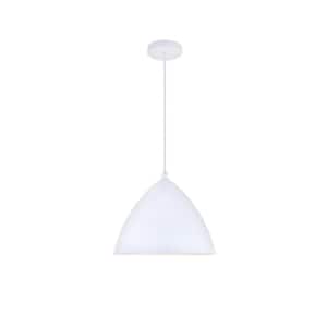 Timeless Home Kameron 1-Light Pendant in White with 13.4 in. W x 10.4 in. H Shade