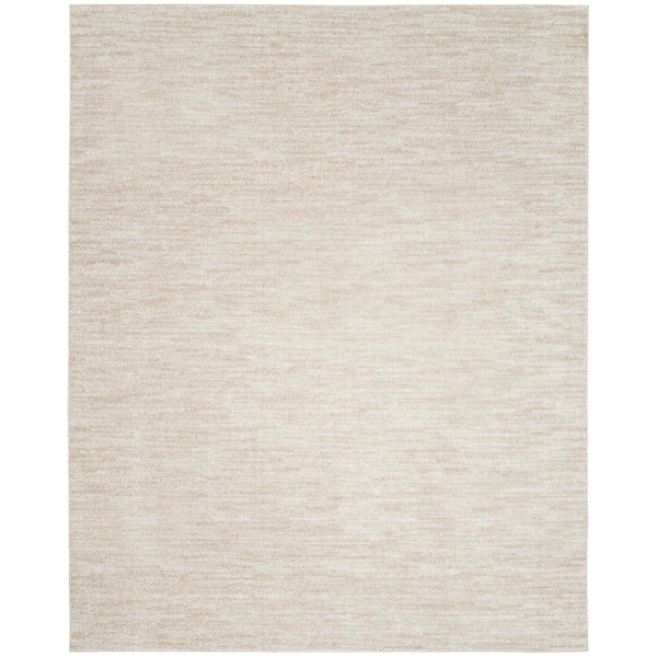 Essentials 9 ft. x 12 ft. Ivory Beige Solid Contemporary Indoor/Outdoor Patio Area Rug