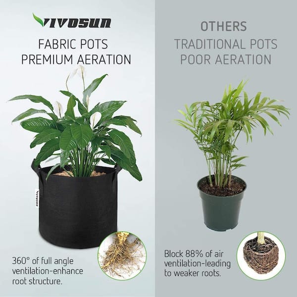 VIVOSUN 20 Gallon Grow Bag Fabric Pot with Handles Planting Container Deck  Patio