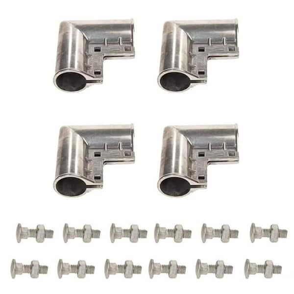 3-3/4 in. Chain Link Fence Gate Corners Aluminum Alloy Crooked Net Gatepost Head Connection, (Set of 4)