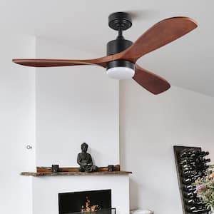 52 in. Indoor Black Standard Ceiling Fan with Dimmable Integrated LED and Remote Included