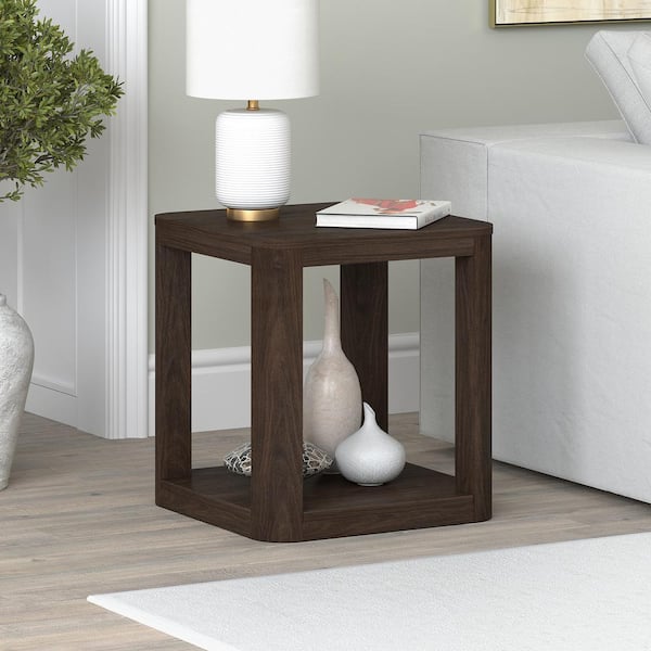 Stellan 20 in. Alder Brown Square MDF Top End Table