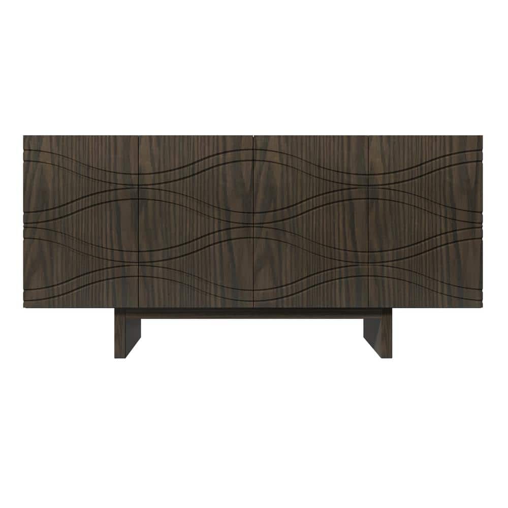 Brown 4-Door Accent Storage Cabinet For Living Room, Foyer and Kitchen-Dini