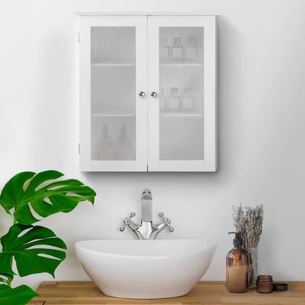 Connor 22 in. W Wall Cabinet with 2 Glass Doors in White