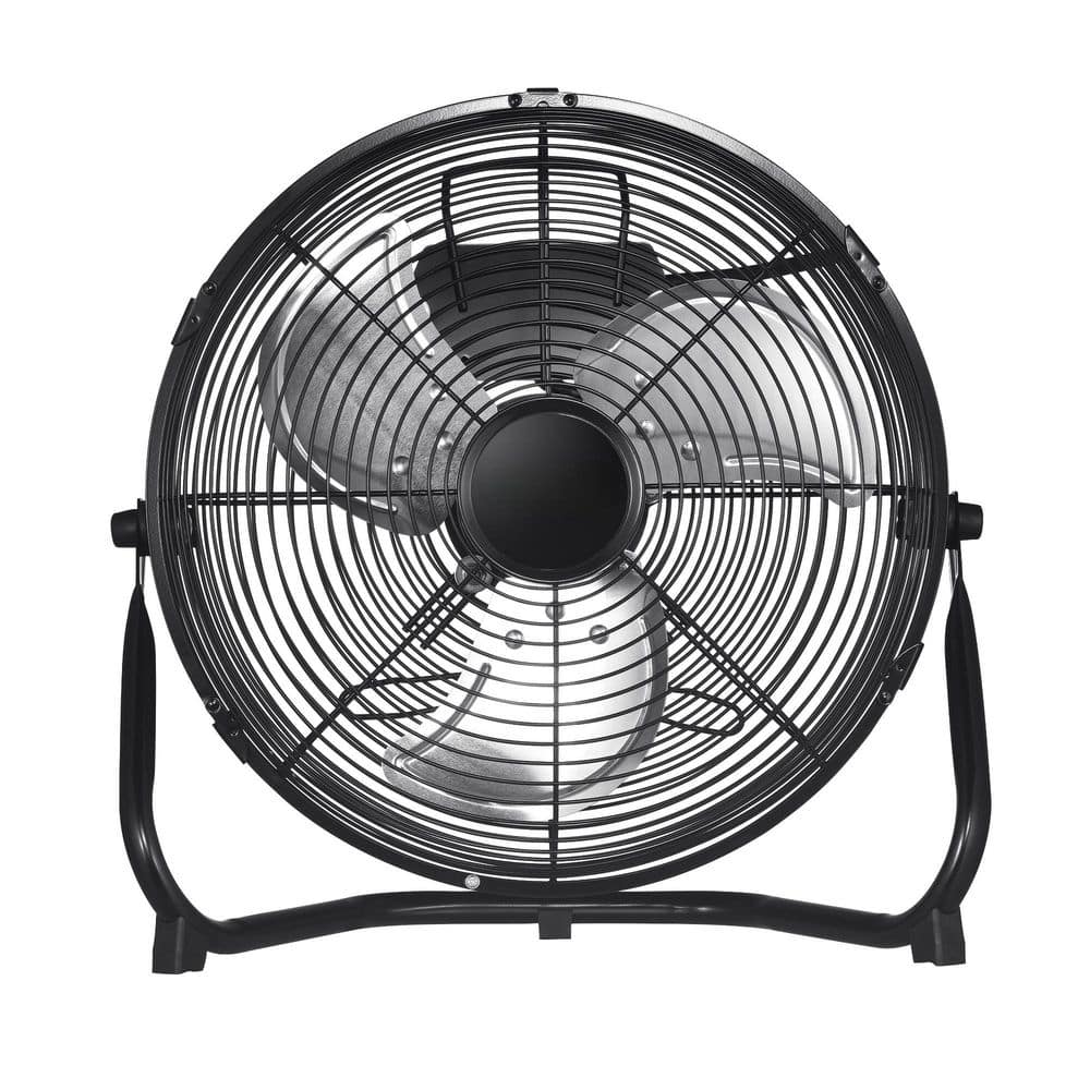 12 in. 3-Speed High-Velocity Industrial Heavy-Duty Metal Floor Fan in Black
