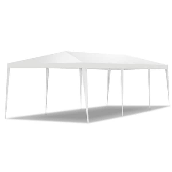 Costway 10 ft. x 30 ft. White Canopy Heavy-Duty Gazebo Pavilion Event Party Wedding Outdoor Patio Tent