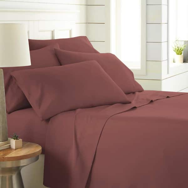 Southshore Fine Linens Vilano Series 21 in. Extra-Deep Pocket 6-Piece Marsala Microfiber Queen Sheet Set