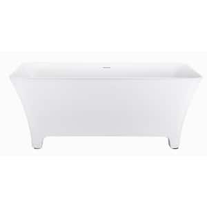 59 in. x 28 in. Acrylic Non-Whirlpool Soaking Bathtub with Stands Center Drain in Glossy White